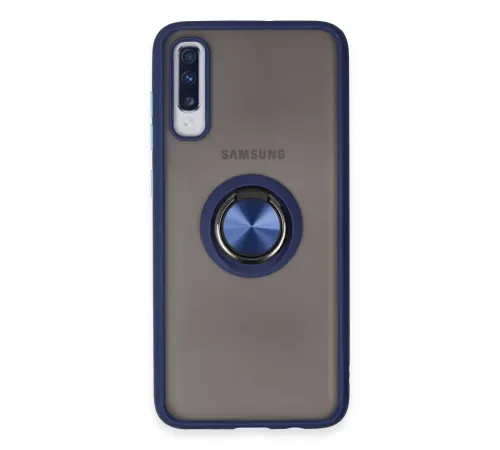 Samsung Galaxy A70 Kılıf Montreal Yüzüklü Silikon Kapak - Lacivert