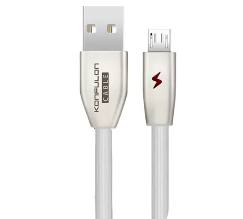 S53 Led Işıklı Micro USB Kablo 1M 3A - Beyaz