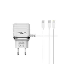 C33 Hızlı Şarj Cihazı 3in1 (Dahili Micro USB Kablolu)