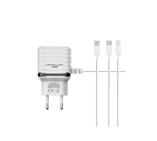 C33 Hızlı Şarj Cihazı 3in1 (Dahili Micro USB Kablolu)