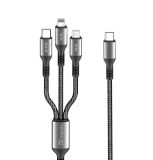 DC62 3in1 Type-C to 60W Type-C / 12W Lightning / 15W Micro 1.2M Hızlı Şarj Kablo - Siyah