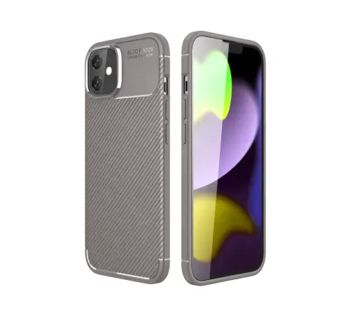 Apple iPhone 11 Kılıf Auto Focus Karbon Kapak - Gri