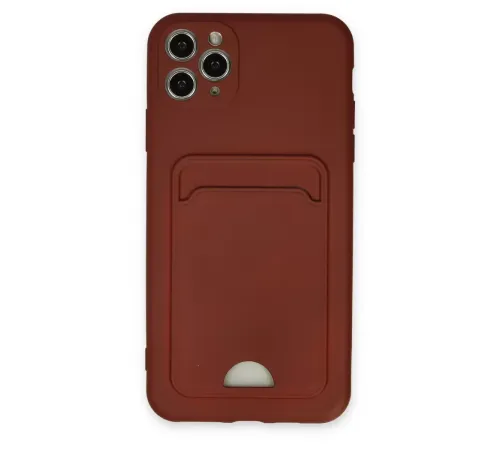 Apple iPhone 11 Pro Max Kılıf Kelvin Kartvizitli Silikon - Bordo