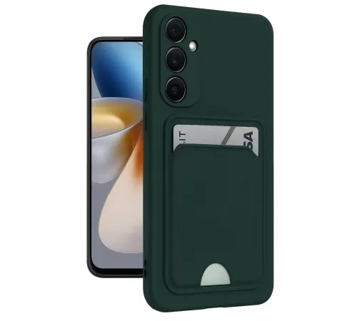 Samsung Galaxy M15 Kelvin Kartvizitli Silikon - Koyu Yeşil