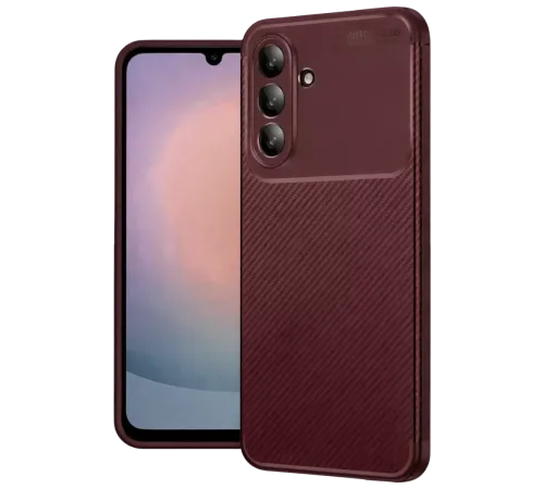Samsung Galaxy A36 Kılıf Auto Focus Karbon Kapak - Bordo