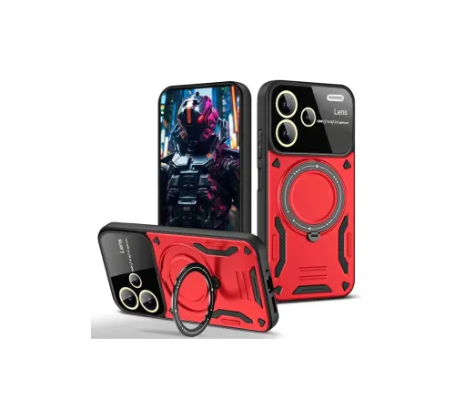 Redmi Note 13 Pro Plus Joy Lens Standlı Kapak - Kırmızı