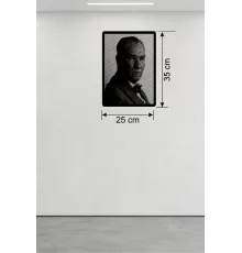 Atatürk Line Art Metal Görünümlü Ahşap Tablo - Modern Ofis ve Ev Dekoru