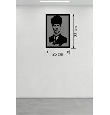Atatürk Line Art Metal Görünümlü Ahşap Tablo - Modern Ofis ve Ev Dekoru