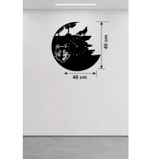 Kurt Temalı Lazer Kesim Ahşap Duvar Saati - 40x40 cm Dekoratif