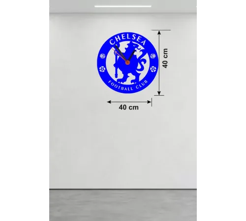 Chelsea FC Logolu Ahşap Duvar Saati - 40x40 cm Taraftar Hediyesi