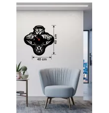 Vosvos ve Retro Araba Temalı Ahşap Duvar Saati - 40x40 cm Lazer Kesim