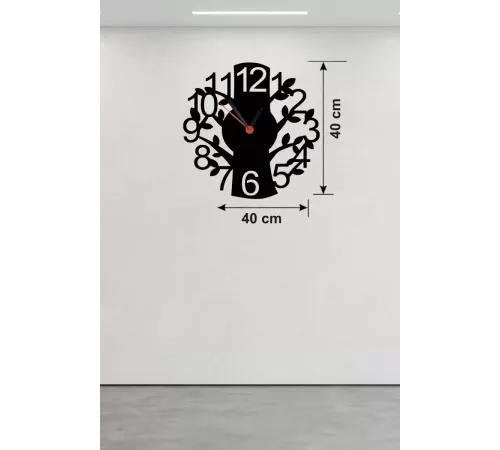 Modern Hayat Ağacı Tasarım Ahşap Duvar Saati - 40x40 cm Dekoratif