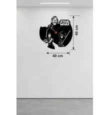 Star Wars Temalı Ahşap Duvar Saati - 40x40 cm Lazer Kesim Dekoratif