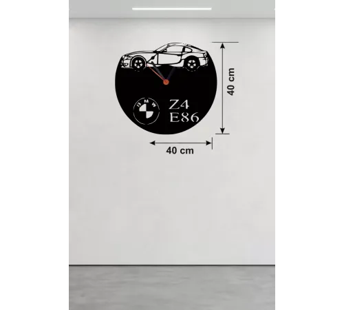 BMW Z4 E86 Tasarım Ahşap Duvar Saati - 40x40 cm Lazer Kesim Dekoratif
