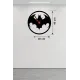 Batman Yarasa Logolu Ahşap Duvar Saati - 40x40 cm Dekoratif DC Temalı