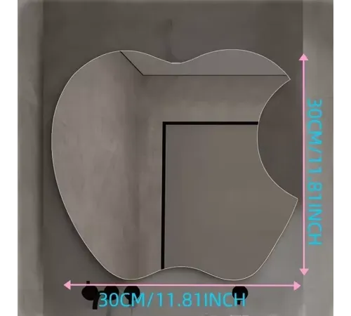 Apple Tasarım Kırılmayan Pleksi Duvar Aynası - 30x30 cm Modern Dekoratif Ayna