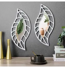 2'li Set Kırılmaz Pleksi Dekoratif Duvar Aynası - 20x35 cm Yaprak Formlu 1. Sınıf Akrilik Ayna