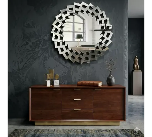 40x40 cm Kırılmaz Pleksi Dekoratif Duvar Aynası - Modern Geometrik Tasarım 1. Sınıf Ayna