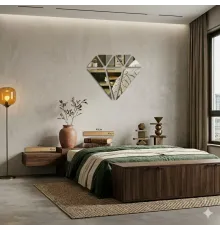 40x40 cm Elmas Formlu Kırılmaz Pleksi Ayna - Geometrik Duvar Dekoru