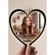 Kalp Tasarım Kırılmaz Pleksi El Aynası - 10x10 cm Unisex Çanta Boyu