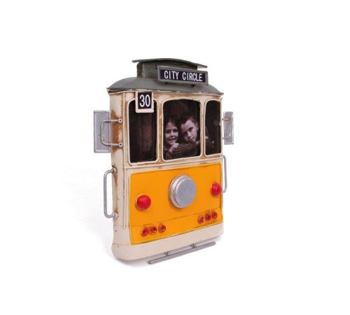 Dekoratif Metal Çerçeve Tramvay Temalı Vintage Hediyelik