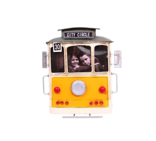 Dekoratif Metal Çerçeve Tramvay Temalı Vintage Hediyelik