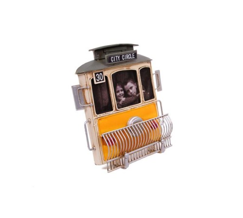 Dekoratif Metal Çerçeve Tramvay Temalı Vintage Hediyelik