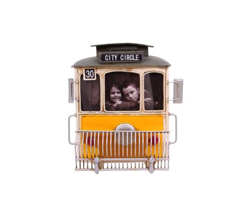 Dekoratif Metal Çerçeve Tramvay Temalı Vintage Hediyelik