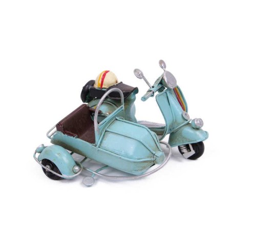 Dekoratif Metal Scooter Sepetli Vintage Biblo Ev Ofis Hediyelik