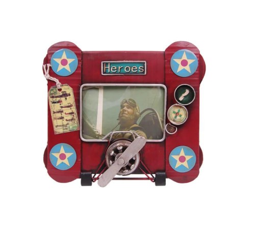 Dekoratif Metal Çerçeve Uçak Temalı Vintage Hediyelik