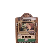 Dekoratif Metal Çerçeve Tramvay Dekorlu Vintage Hediyelik