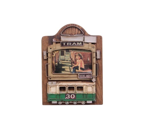 Dekoratif Metal Çerçeve Tramvay Dekorlu Vintage Hediyelik