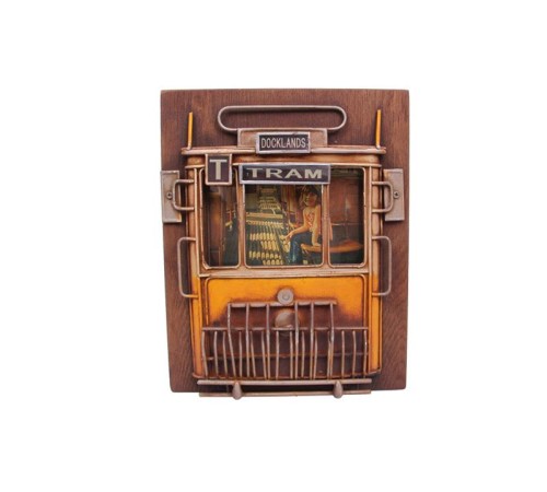 Dekoratif Metal Çerçeve Tramvay Dekorlu Vintage Hediyelik