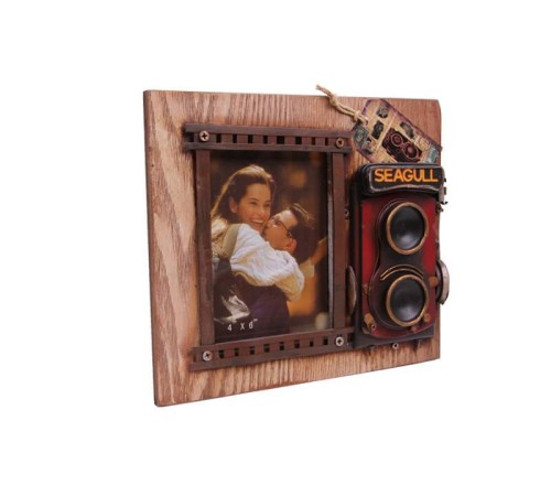 Dekoratif Metal Çerçeve Fotoğraf Makinesi Dekorlu Hediyelik