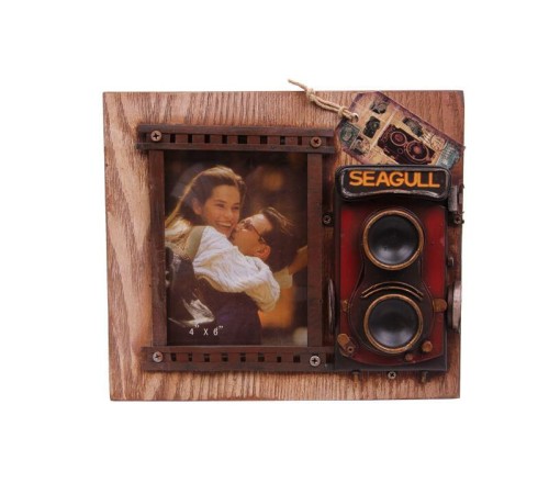 Dekoratif Metal Çerçeve Fotoğraf Makinesi Dekorlu Hediyelik