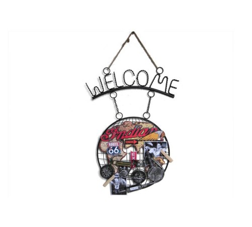 Dekoratif Metal Kapı Welcome Motosiklet Dekorlu Hediyelik