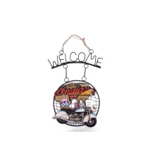 Dekoratif Metal Kapı Welcome Motosiklet Dekorlu Hediyelik
