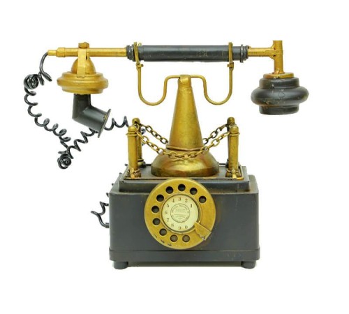 Dekoratif Metal Telefon Kumbaralı Biblo Hediyelik