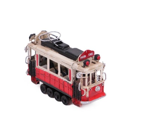 Dekoratif Metal Taksim Tramvay Küçük Vintage Biblo Hediyelik