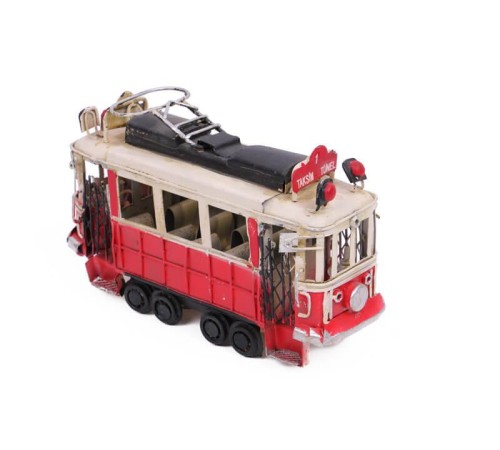 Dekoratif Metal Taksim Tramvay Orta Boy Vintage Biblo Hediyelik