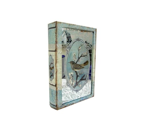 Kutu Kitap Aynalı Dalda Kuş Kitap Kutusu Dekoratif Hediyleik
