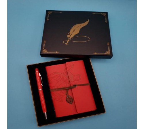 Defter Kalem Kırmızı Renk Dekoratif Hediyelik