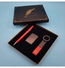 Kırmızı Anahtarlık Çakmak Touchpen Kalem Hediyelik Set