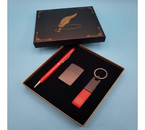 Kırmızı Anahtarlık Çakmak Touchpen Kalem Hediyelik Set