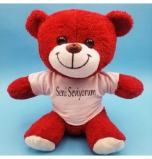 Kırmızı Peluş Ayıcık Seni Seviyorum Tişörtlü