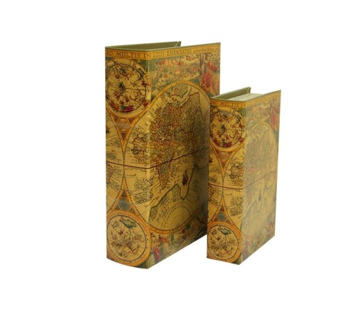 Kutu Kitap Harita 2'li Set Dekoratif Hediyelik
