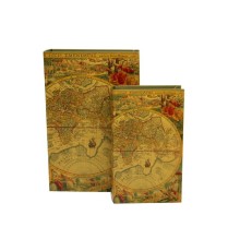 Kutu Kitap Harita 2'li Set Dekoratif Hediyelik
