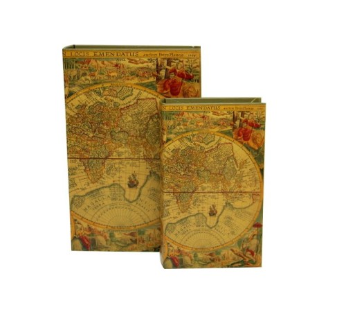 Kutu Kitap Harita 2'li Set Dekoratif Hediyelik