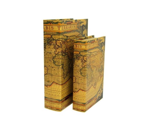 Kutu Kitap Harita 2'li Set Dekoratif Hediyelik