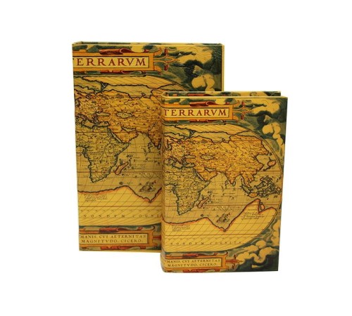 Kutu Kitap Harita 2'li Set Dekoratif Hediyelik